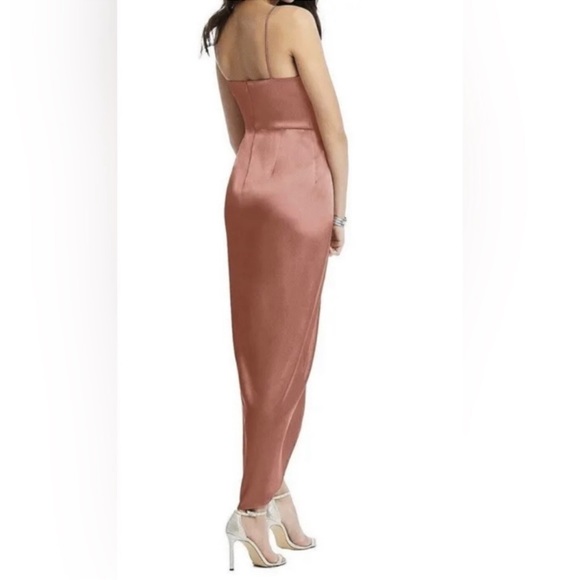 NWT After Six Bow Front Faux Wrap Tulip Skirt Satin Gown in Desert Rose Size 12 - Picture 4 of 16